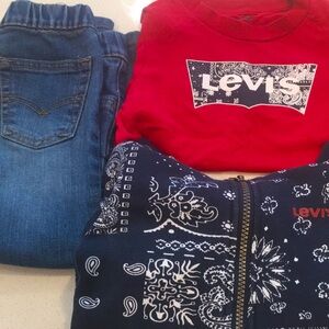 Levi’s Bundle- Levi's Red T-Shirt, Levi’s Blue Bandana Jacket, and Levi’s Jeans